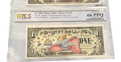 2005 Disney Dollar Dumbo Set PCGS 66 PPQ 3 Consecutive Serials Castle 50th - Thumbnail 4