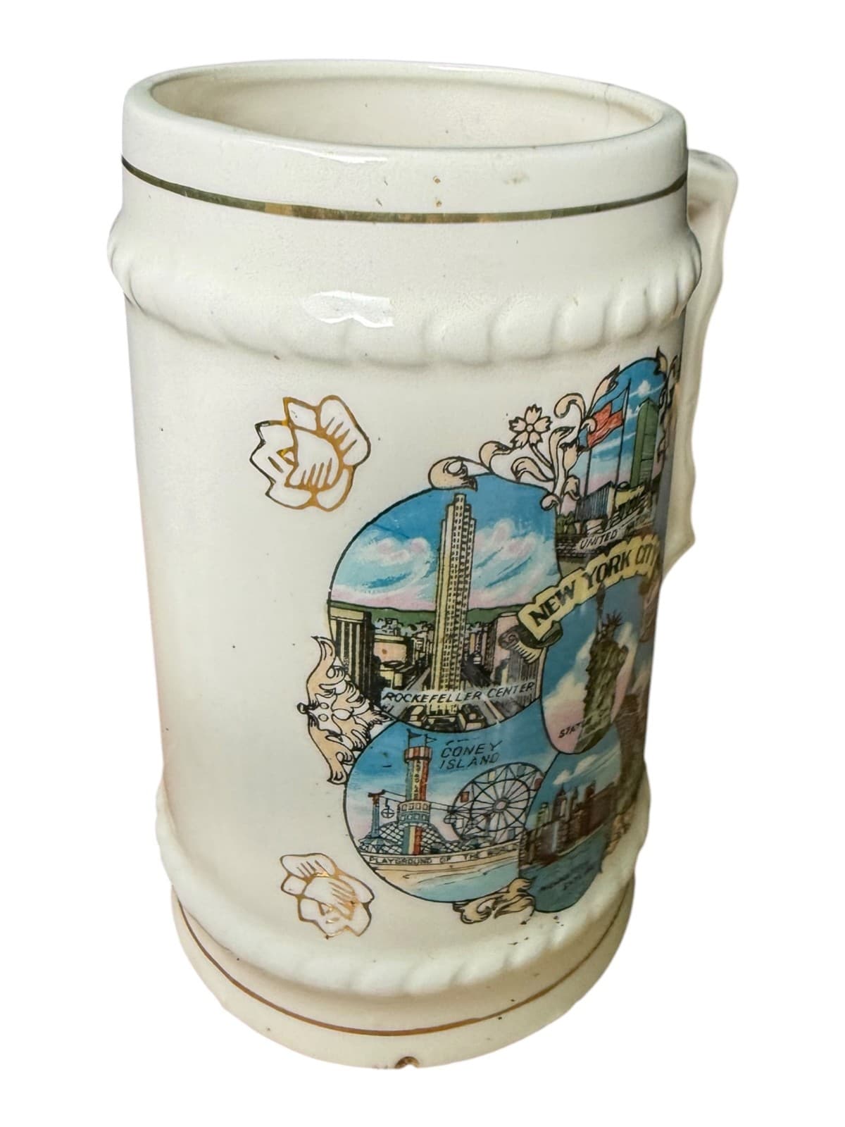 Vintage New York City Statue of Liberty Souvenir Beer Stein Mug Ceramic - Thumbnail 3