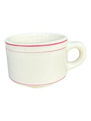 Sterling China Desert Tan Mug Red Stripe Diner Ware USA Vintage - Thumbnail 2