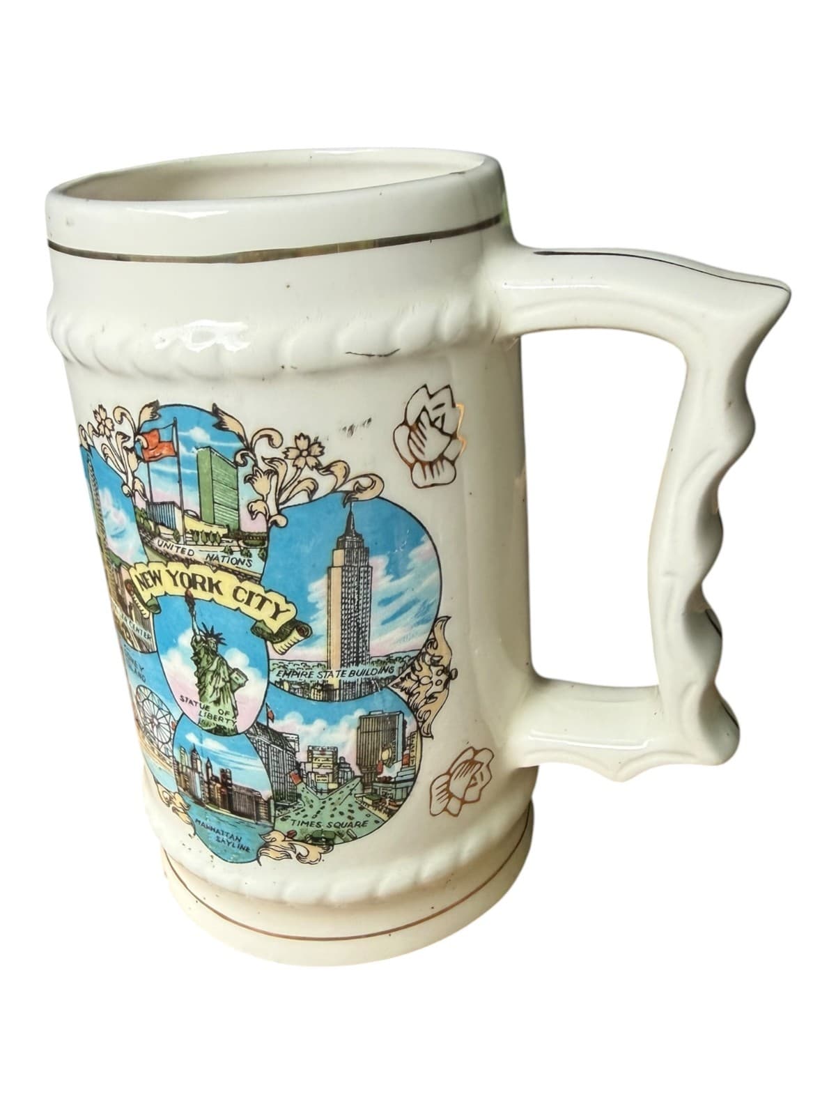 Vintage New York City Statue of Liberty Souvenir Beer Stein Mug Ceramic - Thumbnail 2