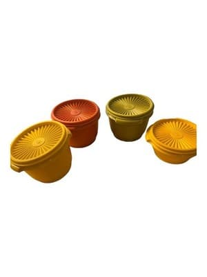 Vintage Tupperware Servalier Nesting Bowls Set Harvest Colors - Thumbnail 4