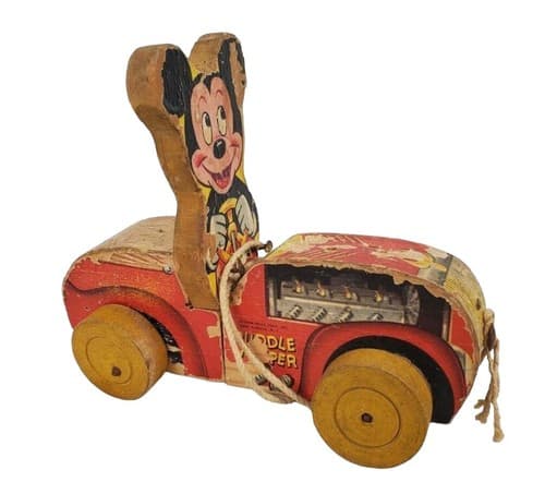 Vintage 1950’s Mickey Mouse Wood Puddle Jumper Fisher Price 310 Disney - Thumbnail 3