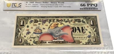 2005 Disney Dollar Dumbo Set PCGS 66 PPQ 3 Consecutive Serials Castle 50th - Thumbnail 5