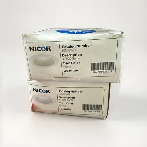(2) Nicor 19502WH 4” R20 White Baffle Trim Kits (17d3) - Image 1