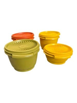 Vintage Tupperware Servalier Nesting Bowls Set Harvest Colors - Thumbnail 8