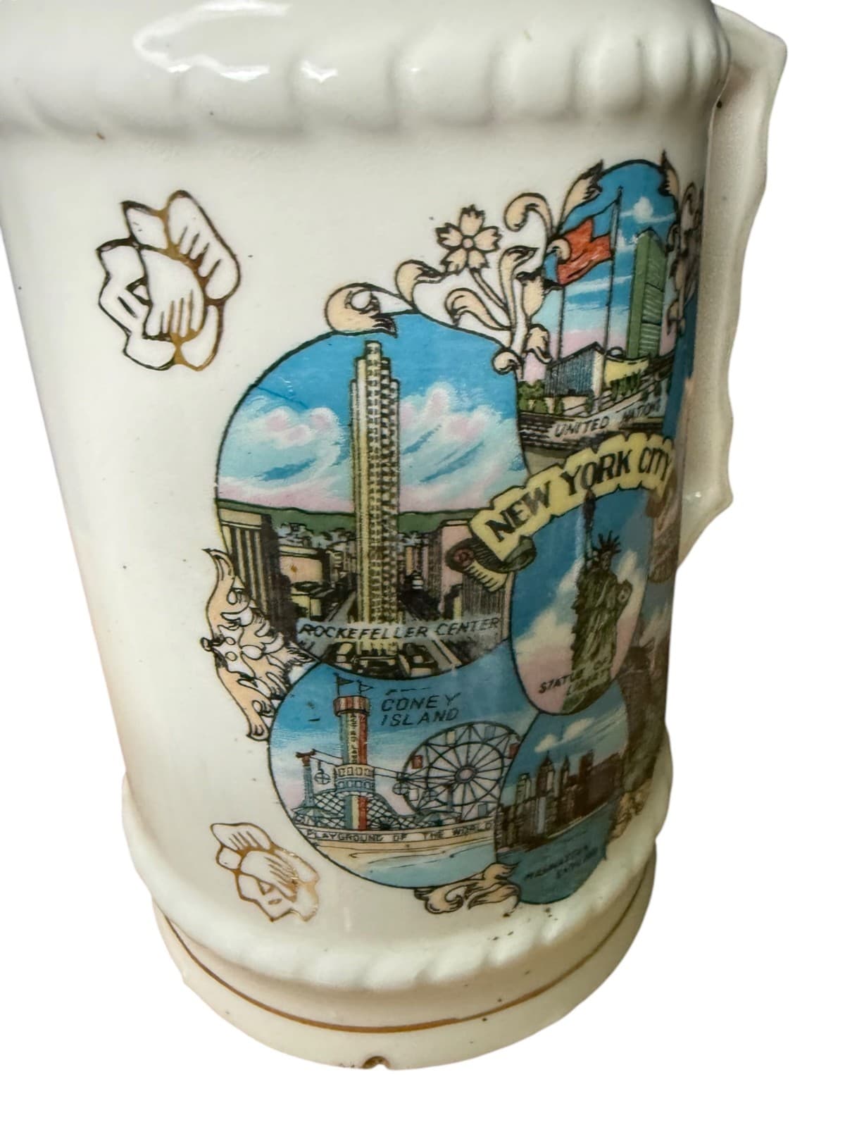 Vintage New York City Statue of Liberty Souvenir Beer Stein Mug Ceramic - Thumbnail 4