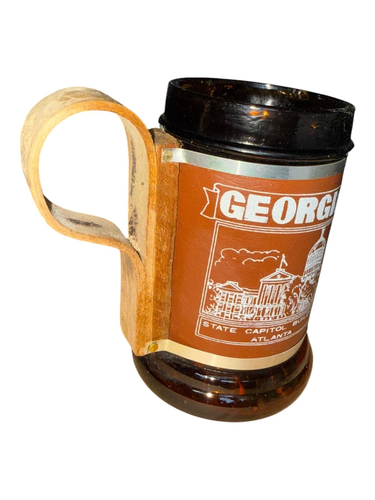 Vintage Georgia State Capitol Building in Atlanta Stone Mountain Glass Beer Mug - Thumbnail 2