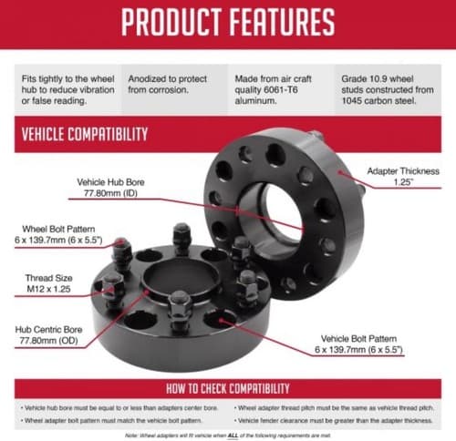 (4) Wheel Spacers Hub Fits 2005 to 2015 Nissan Aramada 2005 + Titan 6550-6550H-B - Thumbnail 2