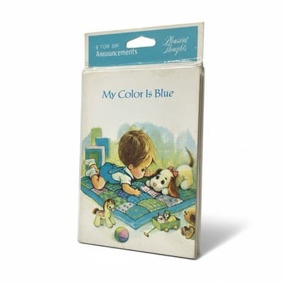 Vintage Baby Birth Announcements My Color Is Blue 2 Packs 16 Cards NOS - Thumbnail 2