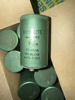 (10) Richlite FS-85NA Fluorescent Lamp Starter No-Blink Auto Reset NOS - Thumbnail 2