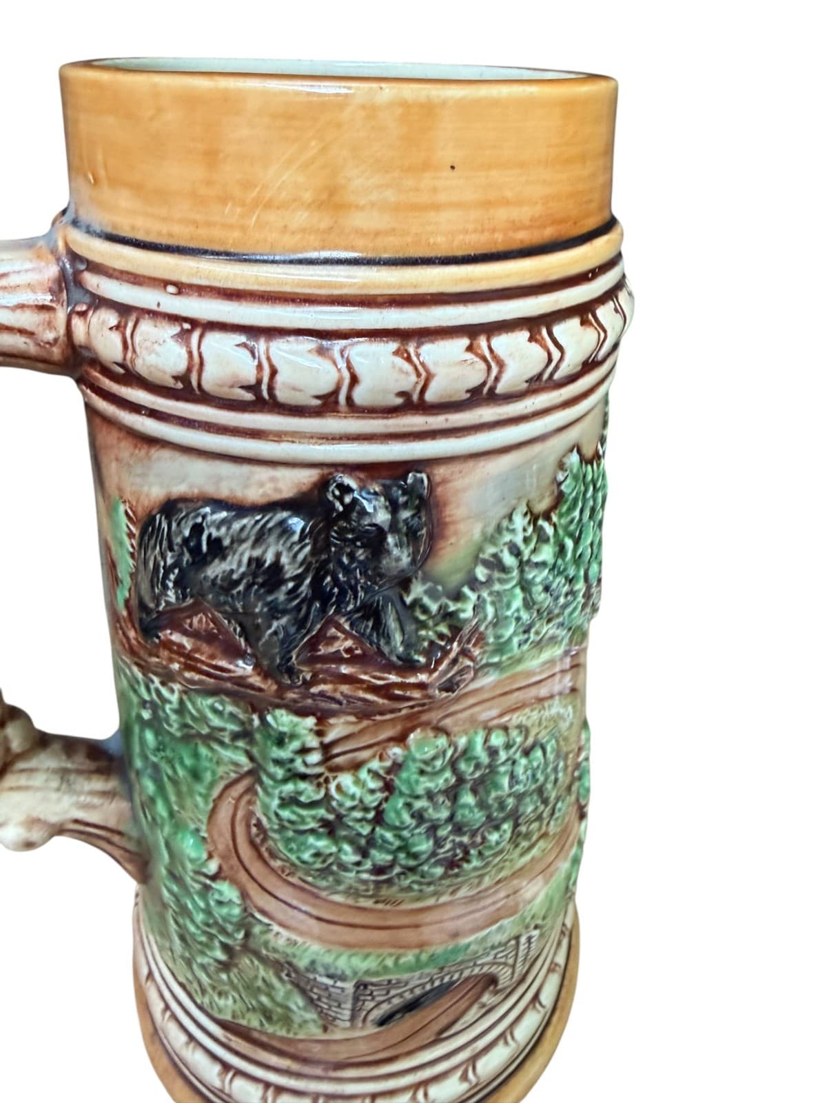 Vintage Raised Relief Beer Stein Mug Black Bear Indian Great Smokey Mountains - Thumbnail 6