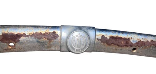 Vintage Willys Jeepster Dash Molding Trim with Overland Logo, 1948-1951 - Image 1