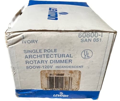 Leviton 60800-I Dimmer Switch Rotary Dimmer 800W 120 Volt AC 60Hz Single Pole - Thumbnail 2