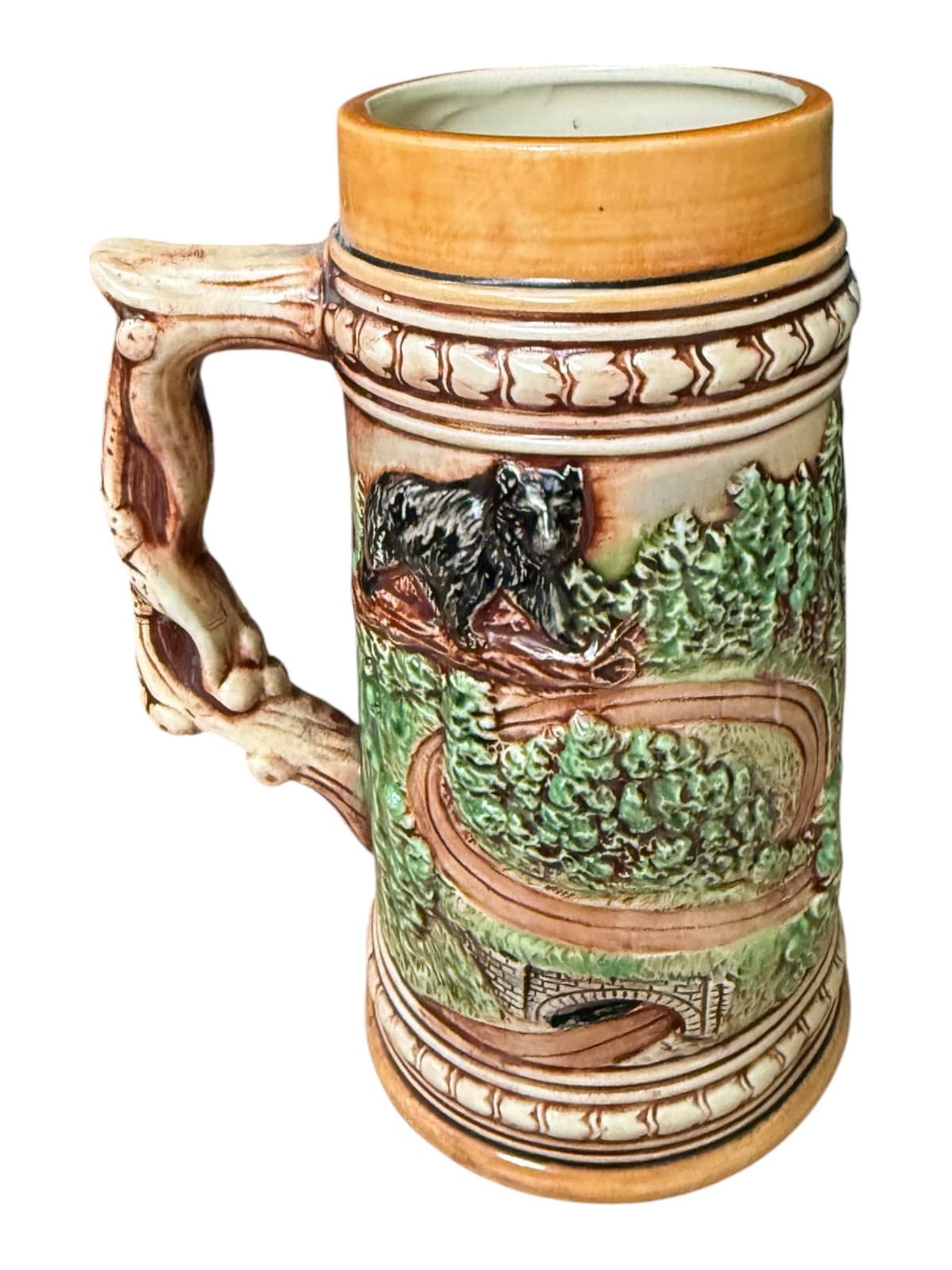 Vintage Raised Relief Beer Stein Mug Black Bear Indian Great Smokey Mountains - Thumbnail 4