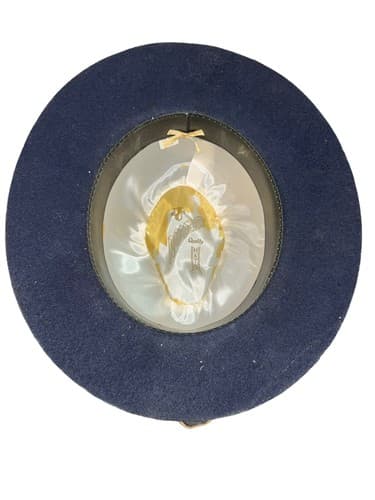 Vintage Navy Blue Fedora Hat with Feather Accent - Classic Felt Men’s Hat - Thumbnail 4