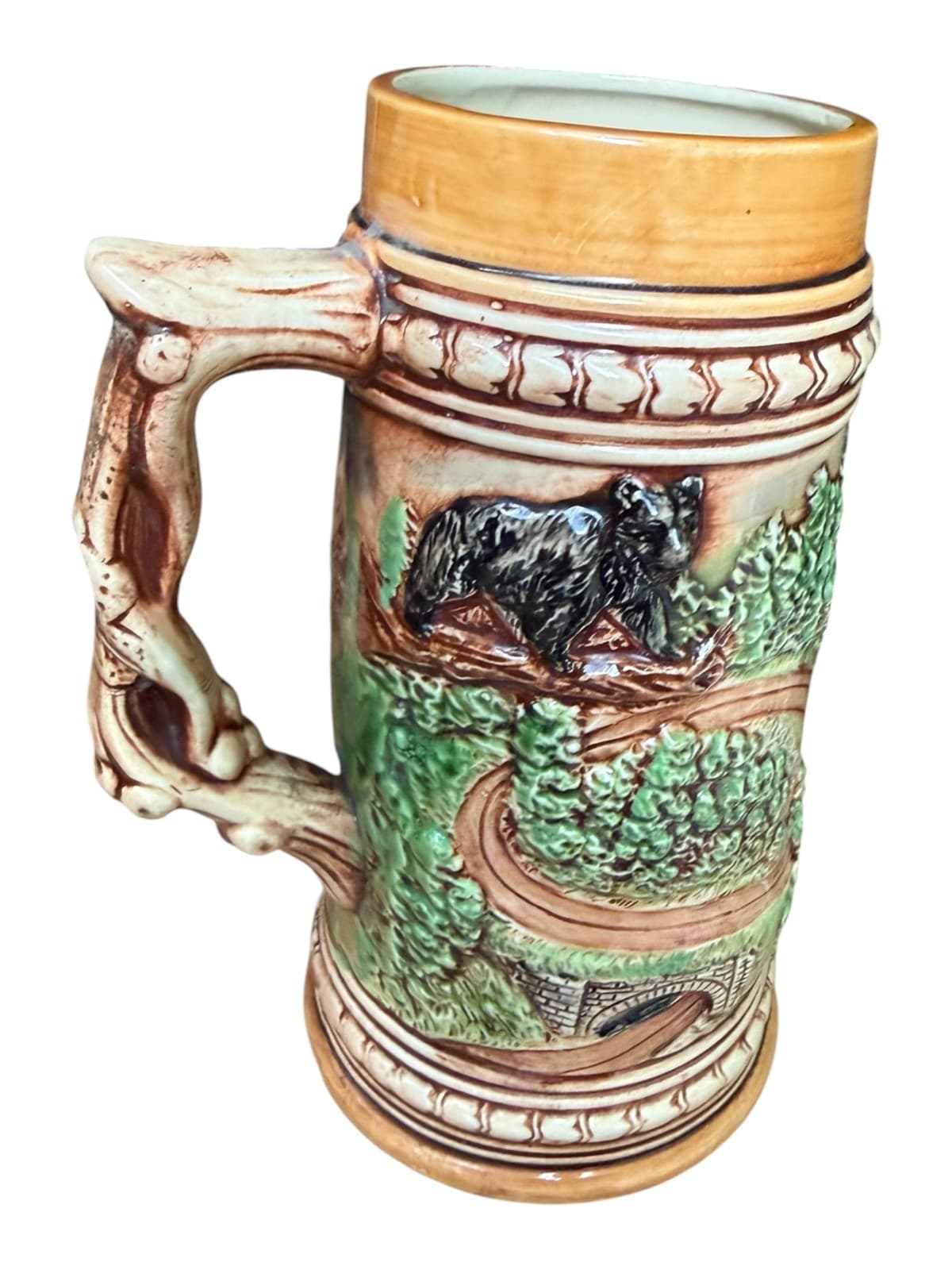 Vintage Raised Relief Beer Stein Mug Black Bear Indian Great Smokey Mountains - Thumbnail 5