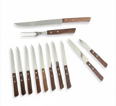 Vintage Japan Steakhouse Knife Set 12pc Wood Handle Carving Set NOS w Box - Image 1