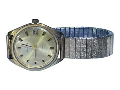 Benrus Men's Swiss Gold 25 Jewel Automatic Calendar Watch with Bracelet Running - Thumbnail 4