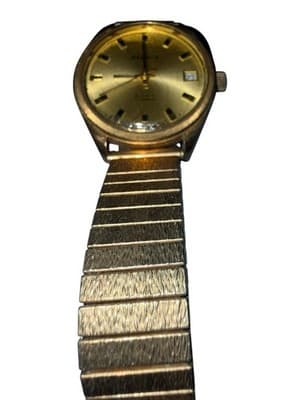 Benrus Men's Swiss Gold 25 Jewel Automatic Calendar Watch with Bracelet Running - Thumbnail 11