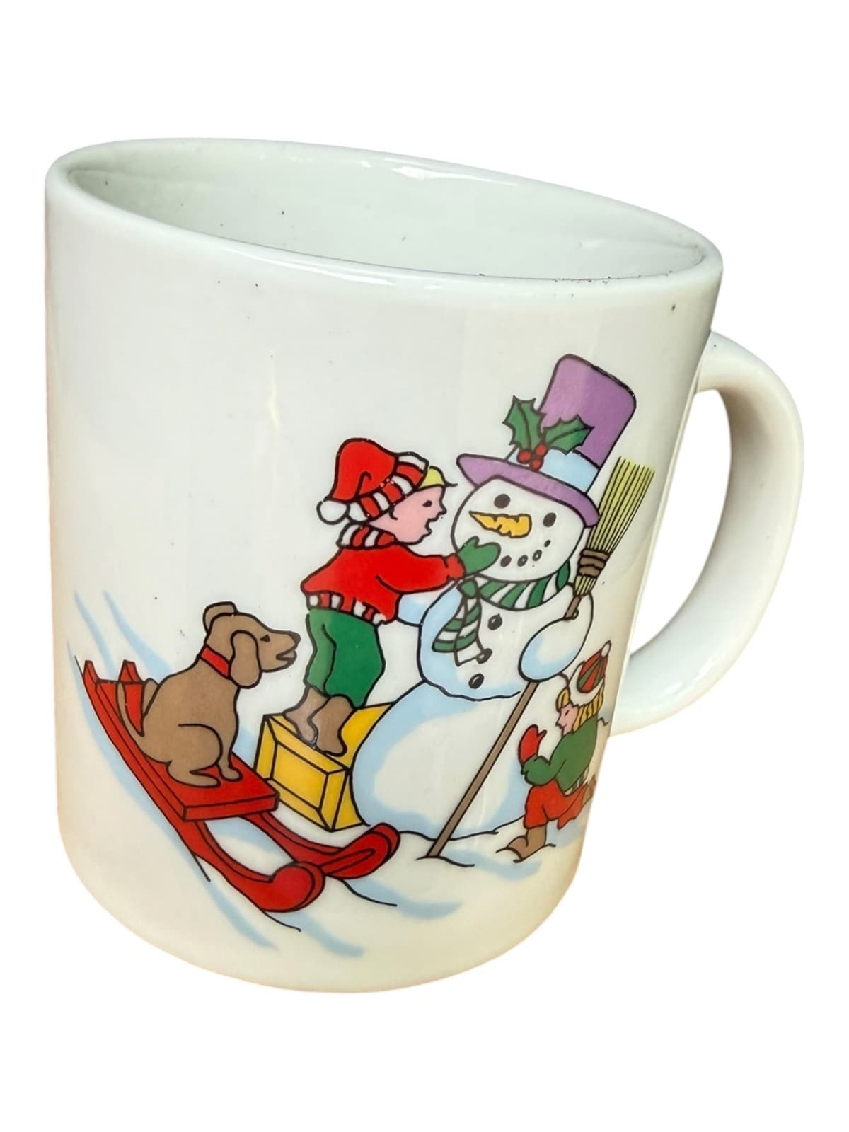 Vintage Snowman Christmas Printed Coffee Mug White Ceramic - Thumbnail 3