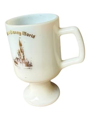 Vintage Walt Disney World White Milk Glass Footed Coffee Mug - Thumbnail 7