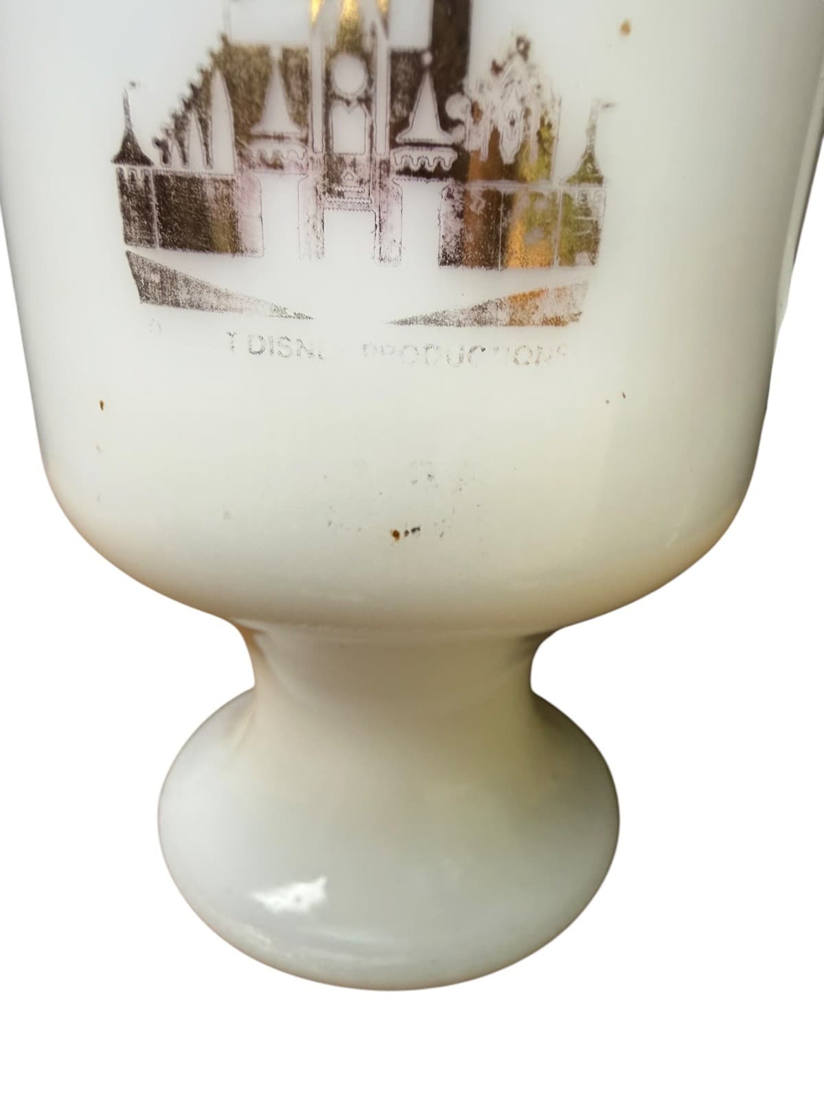 Vintage Walt Disney World White Milk Glass Footed Coffee Mug - Thumbnail 5