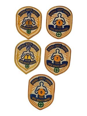 Vintage National Safety Council Safe Driver Award Patch Lot 5 7 8 Year - Image 1