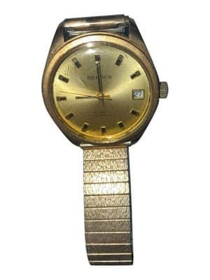 Benrus Men's Swiss Gold 25 Jewel Automatic Calendar Watch with Bracelet Running - Thumbnail 10