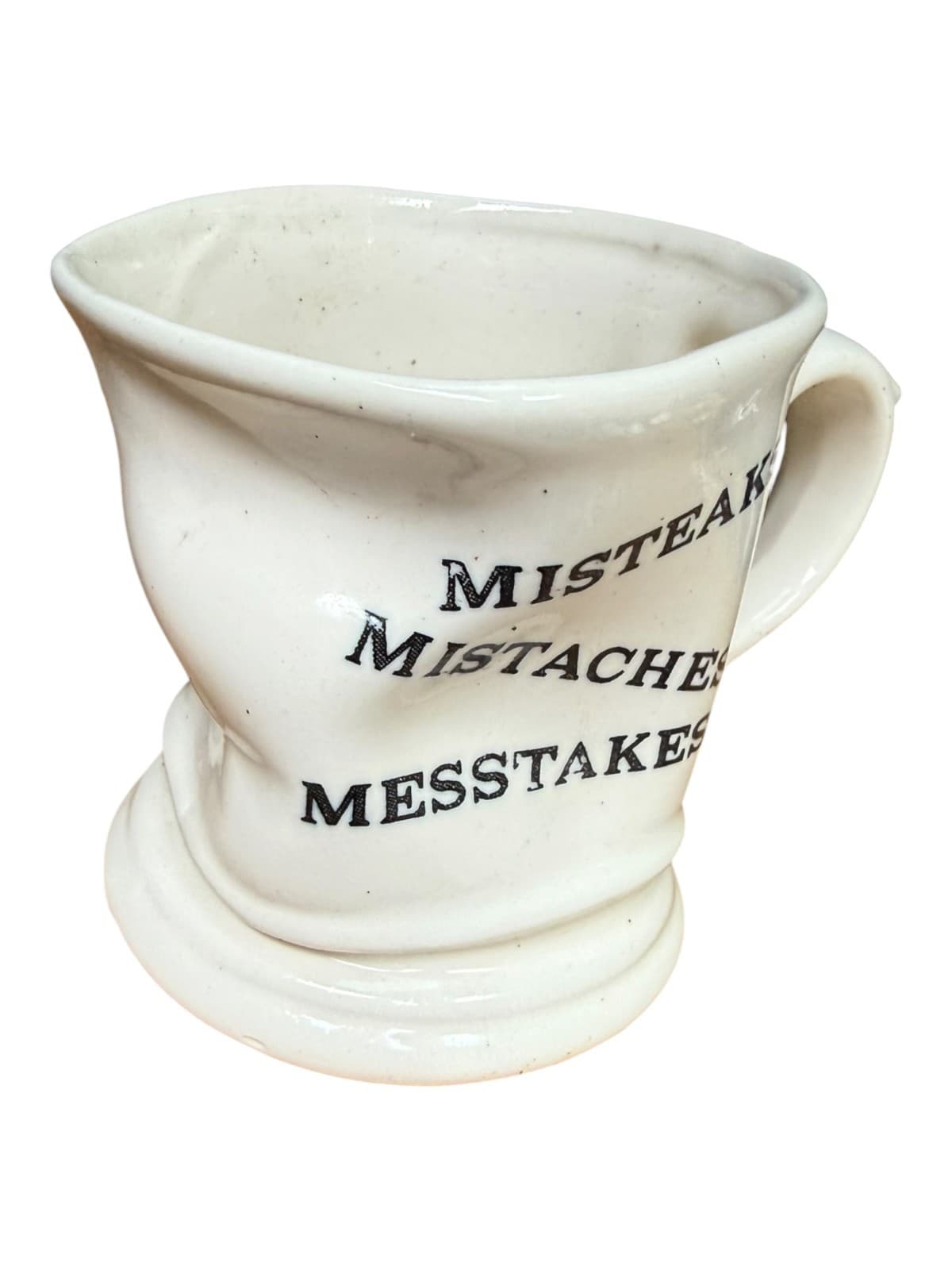 Vintage Misteaks!! Crumpled Crushed Look Ceramic Coffee Mug - Thumbnail 3