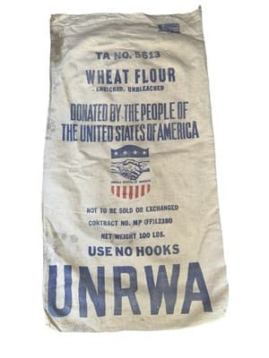 Vintage 100 Lb Flour Sack Donated By People Of The United States Of America - Image 1