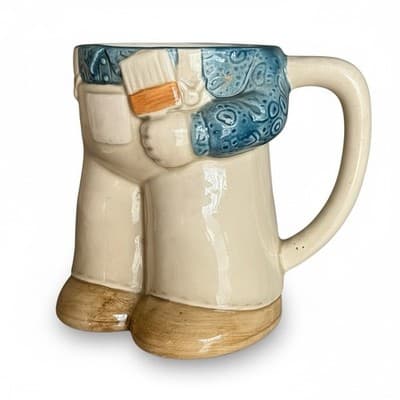 Vintage 1977 Enesco Ceramic Mug - Overalls & Boots Design ©1977 Japan E-9219 - Image 1