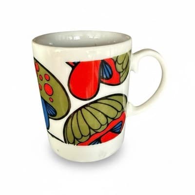 Vintage Japanese Ceramic Mug - Bold 1960s-70s Mod Psychedelic Mushroom - Thumbnail 4