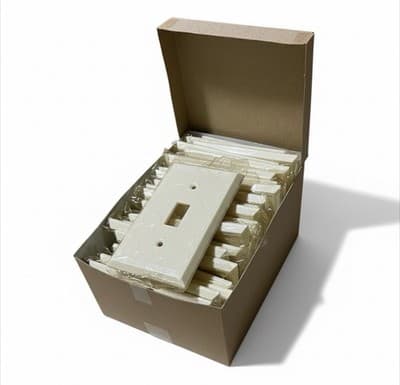 Vintage Art Deco Ivory Phenolic Toggle Switch Wall Plates NOS Box 25 Meritline - Image 1