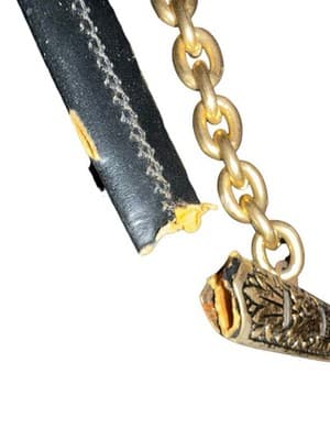 Decorative Curved Dagger w/ Scabbard Brass Tone Faux Gemstones 17” - Thumbnail 12