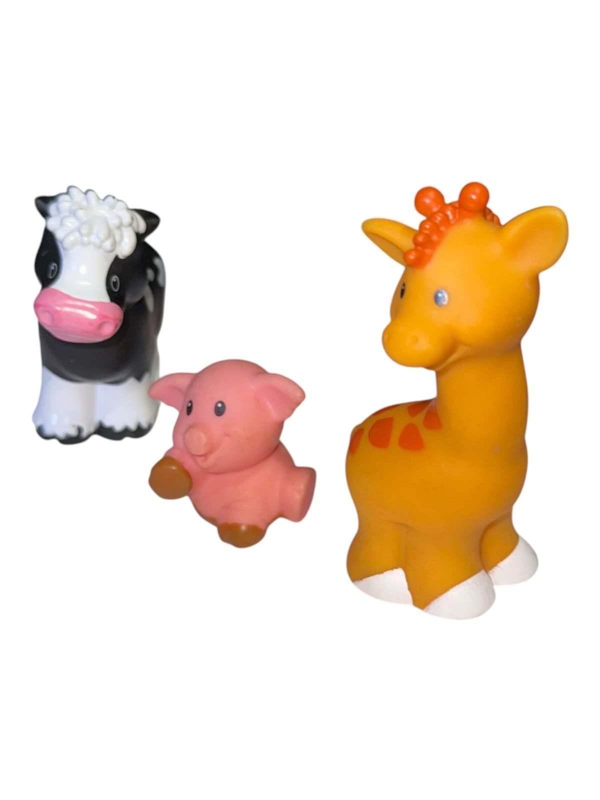 Lot of 3 Vintage Fisher Price Mattel Little People Animal Cow Pig Giraffe Figure - Thumbnail 4