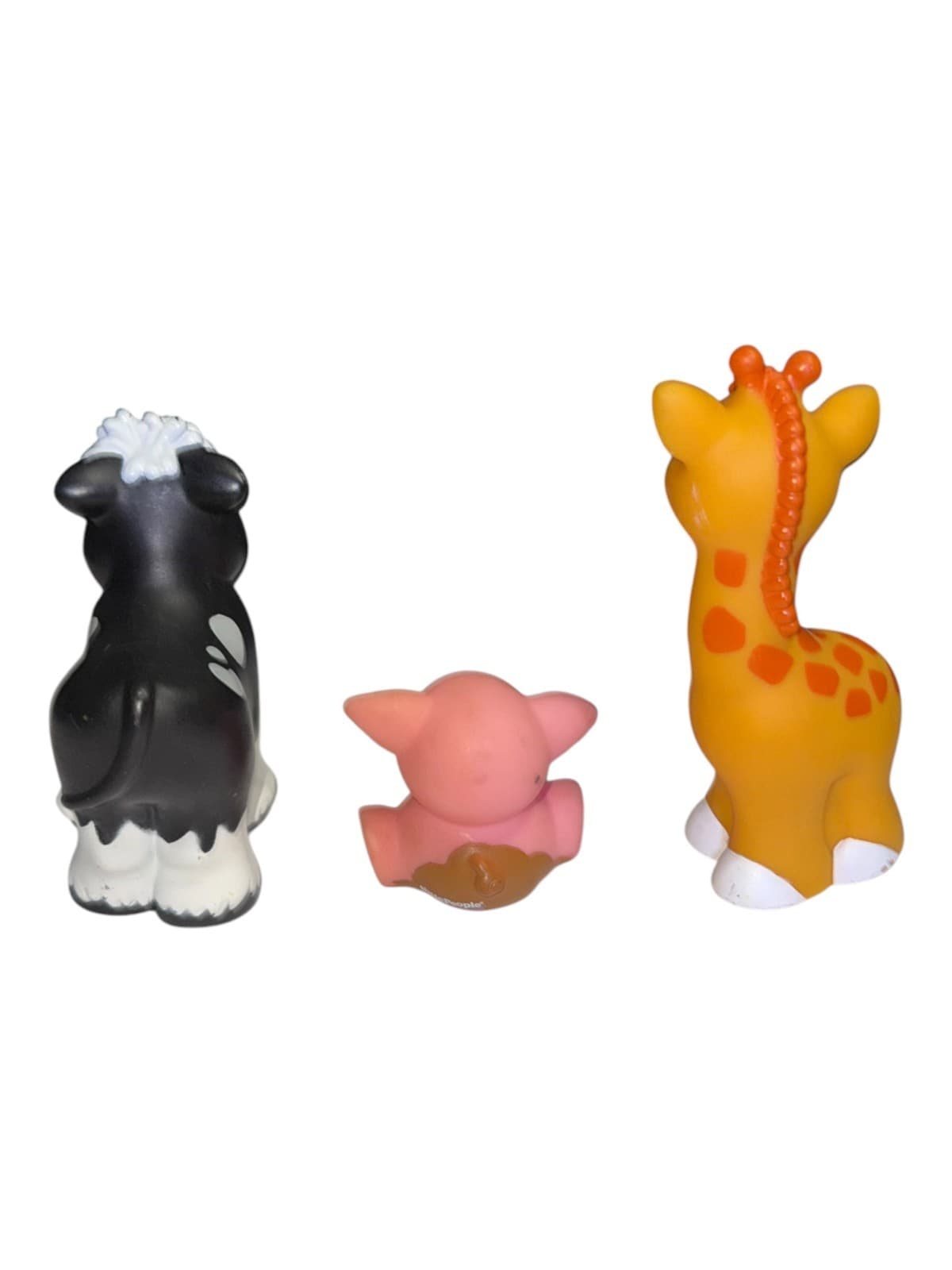 Lot of 3 Vintage Fisher Price Mattel Little People Animal Cow Pig Giraffe Figure - Thumbnail 5