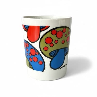 Vintage Japanese Ceramic Mug - Bold 1960s-70s Mod Psychedelic Mushroom - Thumbnail 2