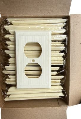 Vintage Art Deco Ivory Phenolic Duplex Outlet Covers NOS Box Of 25 Meritline - Thumbnail 3