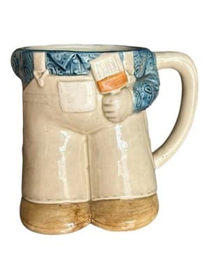 Vintage 1977 Enesco Ceramic Mug - Overalls & Boots Design ©1977 Japan E-9219 - Thumbnail 4