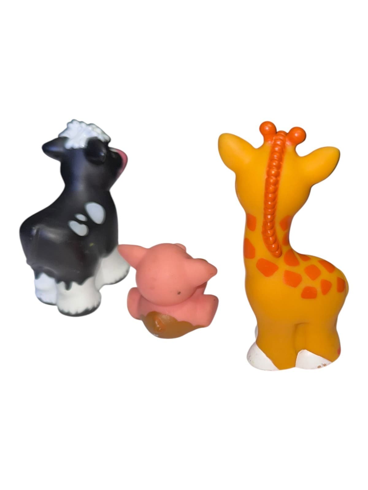 Lot of 3 Vintage Fisher Price Mattel Little People Animal Cow Pig Giraffe Figure - Thumbnail 6