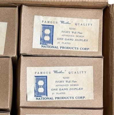 Vintage Art Deco Ivory Phenolic Duplex Outlet Covers NOS Box Of 25 Meritline - Thumbnail 6