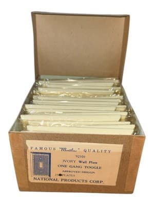 Vintage Art Deco Ivory Phenolic Toggle Switch Wall Plates NOS Box 25 Meritline - Thumbnail 2