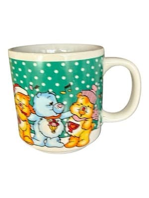 Vintage Care Bears Christmas Coffee Mug Cup Share Champ Secret Bear Snow Music - Image 1