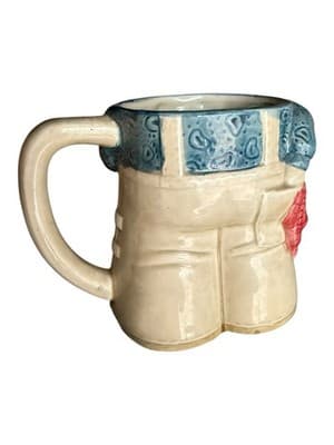 Vintage 1977 Enesco Ceramic Mug - Overalls & Boots Design ©1977 Japan E-9219 - Thumbnail 3