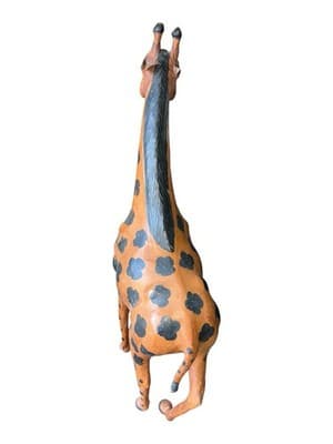 Vintage Leather Wrapped Giraffe Statue 25” Safari Animal Decor Handmade - Thumbnail 8
