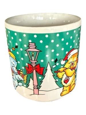 Vintage Care Bears Christmas Coffee Mug Cup Share Champ Secret Bear Snow Music - Thumbnail 3
