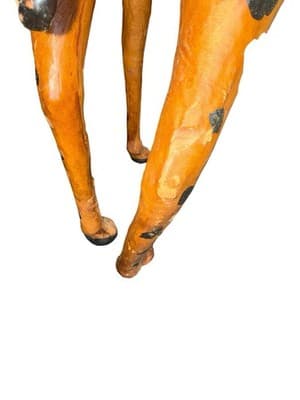 Vintage Leather Wrapped Giraffe Statue 25” Safari Animal Decor Handmade - Thumbnail 16