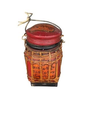 Vintage Mid-20th Century Burmese Ceremonial Rice Offering Basket Woven Bamboo - Thumbnail 4
