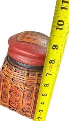 Vintage Mid-20th Century Burmese Ceremonial Rice Offering Basket Woven Bamboo - Thumbnail 6