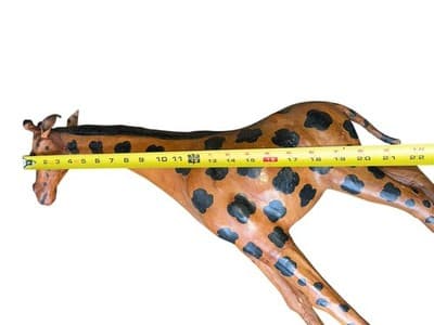 Vintage Leather Wrapped Giraffe Statue 25” Safari Animal Decor Handmade - Thumbnail 22